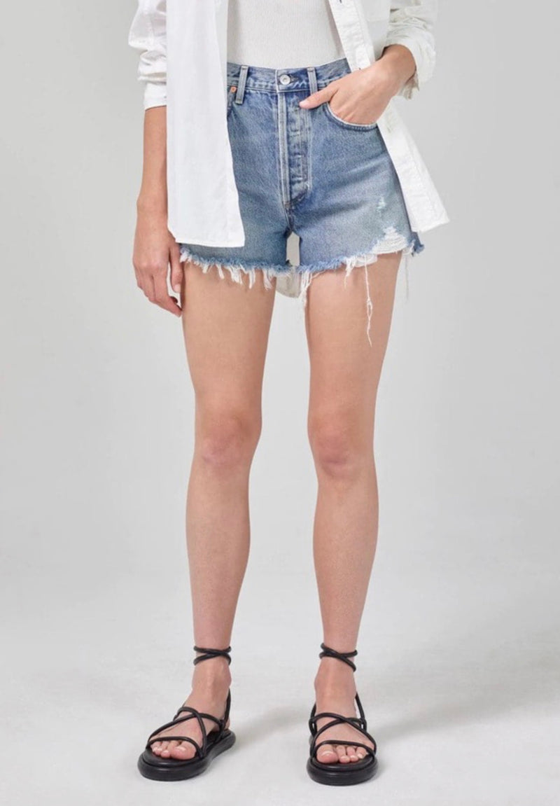 Citizens of Humanity Marlow Frayed Denim Shorts - Cape Cod