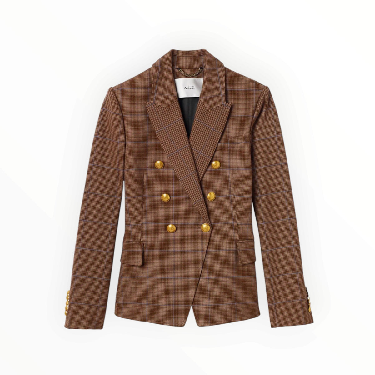 A.L.C. Chelsea Plaid Double-Breasted Blazer - Chestnut Multi