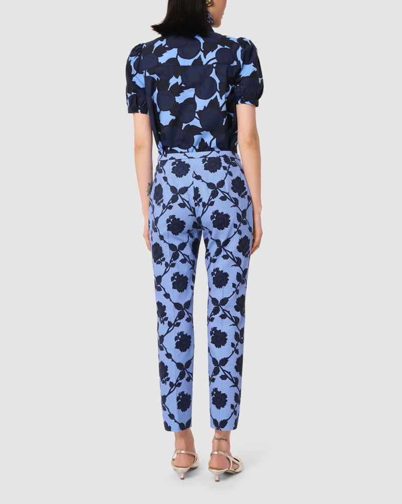 Tara Jarmon Pablo Blue Floral Print Pant