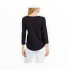 Elliott Lauren 3/4 Sleeve V-Neck Tee - Black