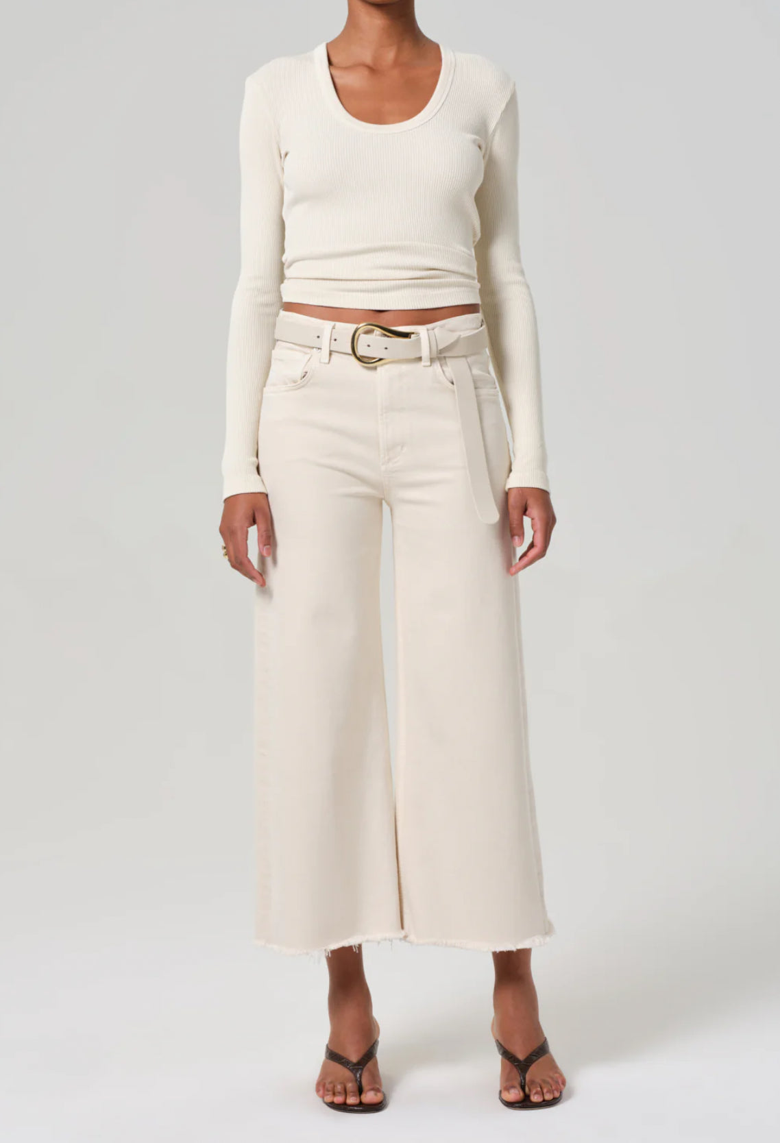 Citizens of Humanity Lyra Wide Leg Crop Raw Hem - Almondette