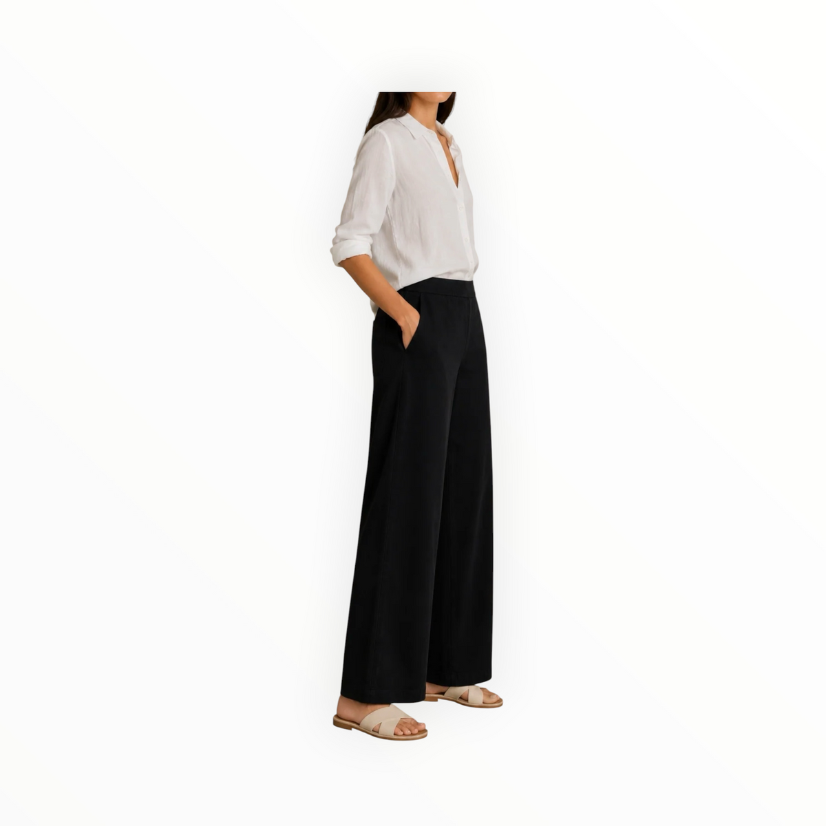 Bella Dahl Clean Front Wide Crop Leg Pant - Black