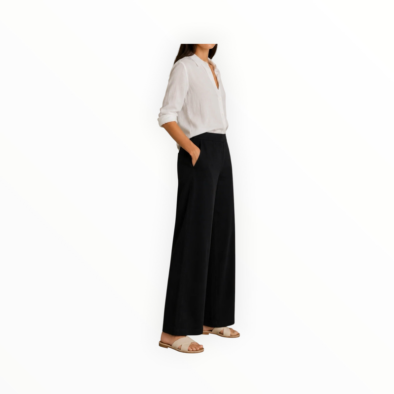 Bella Dahl Clean Front Wide Crop Leg Pant - Black