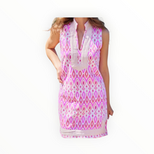 Sail To Sable Pink Ikat French Terry Sleeveless Classic Tunic