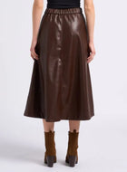 Suncoo Faux Leather Floyd Skirt - Chocolate