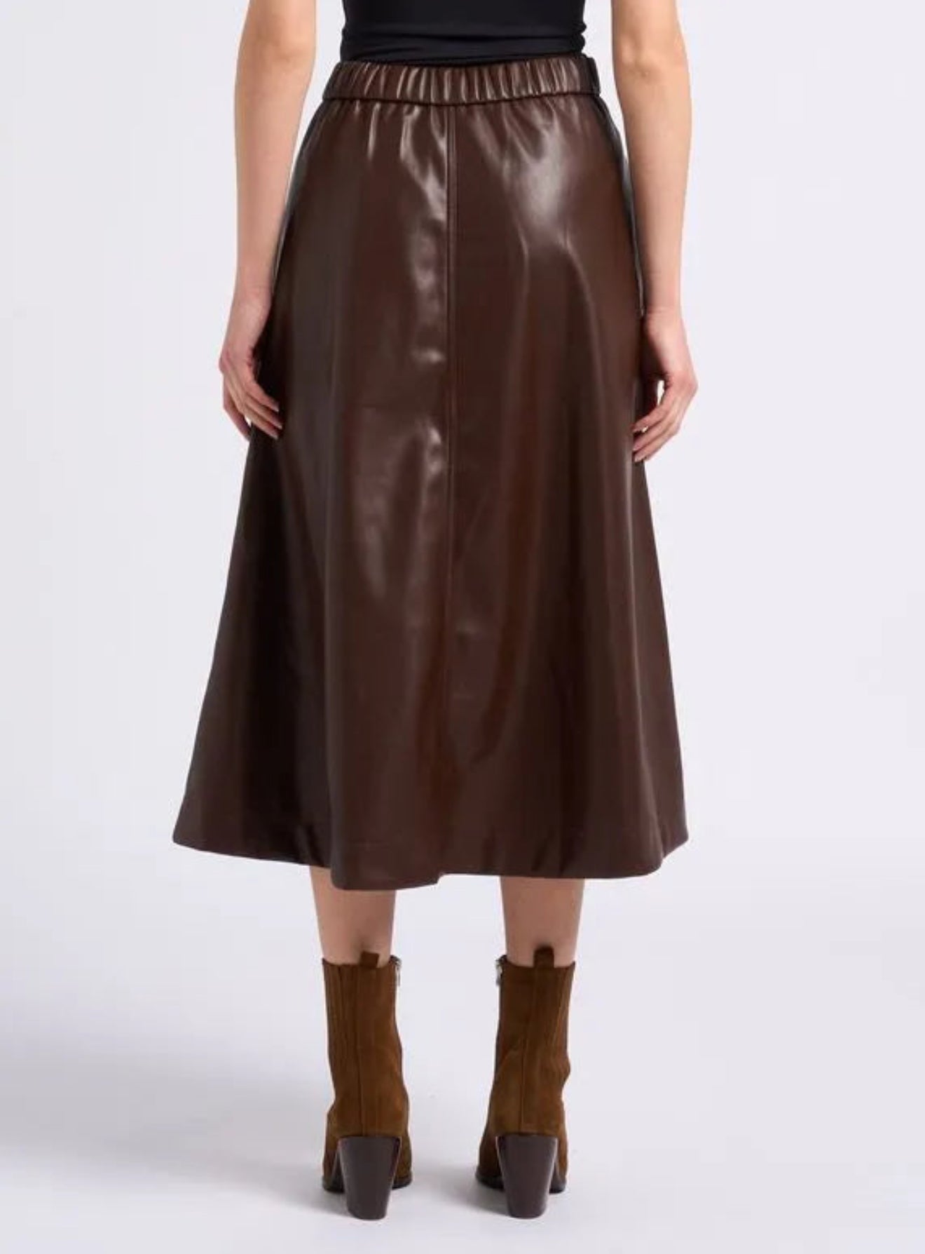 Suncoo Faux Leather Floyd Skirt - Chocolate