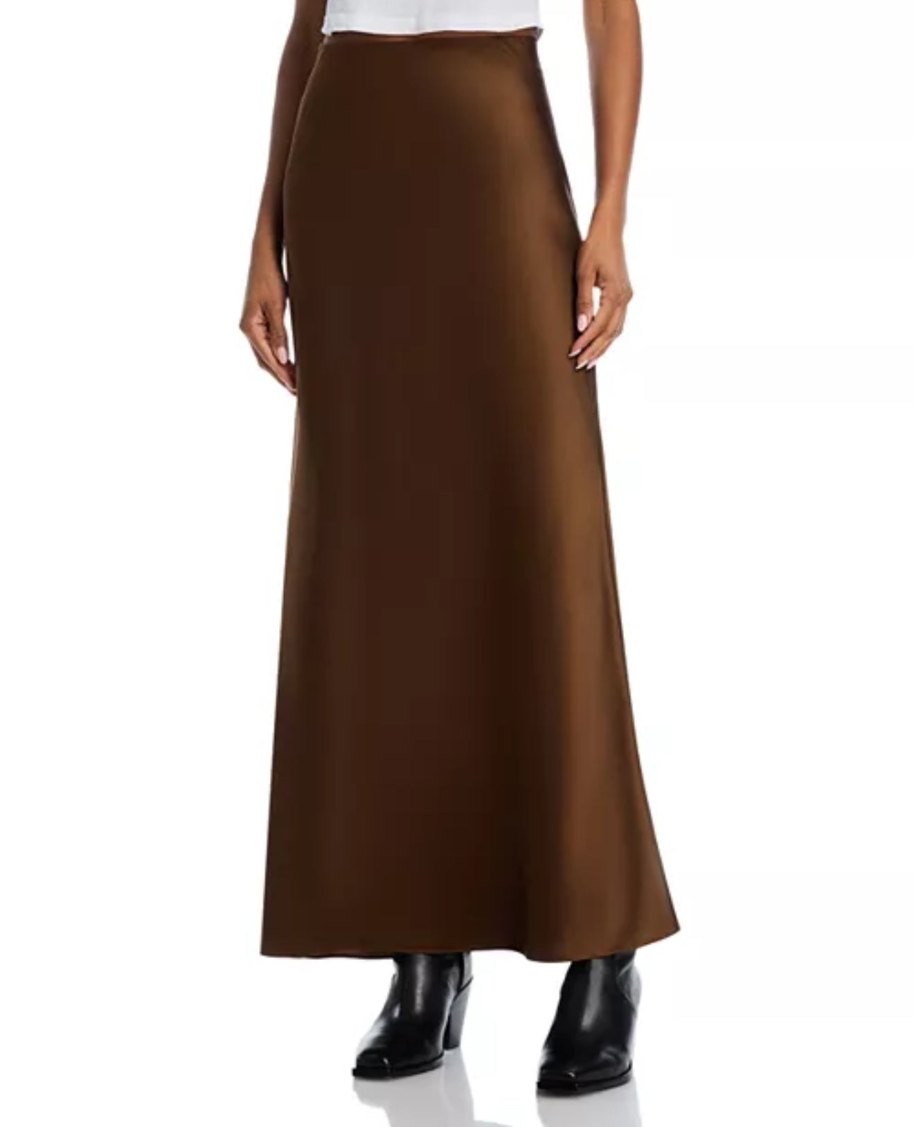 Frame Silk Column Maxi Skirt - Moss
