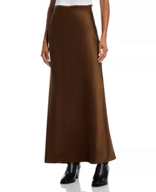 Frame Silk Column Maxi Skirt - Moss
