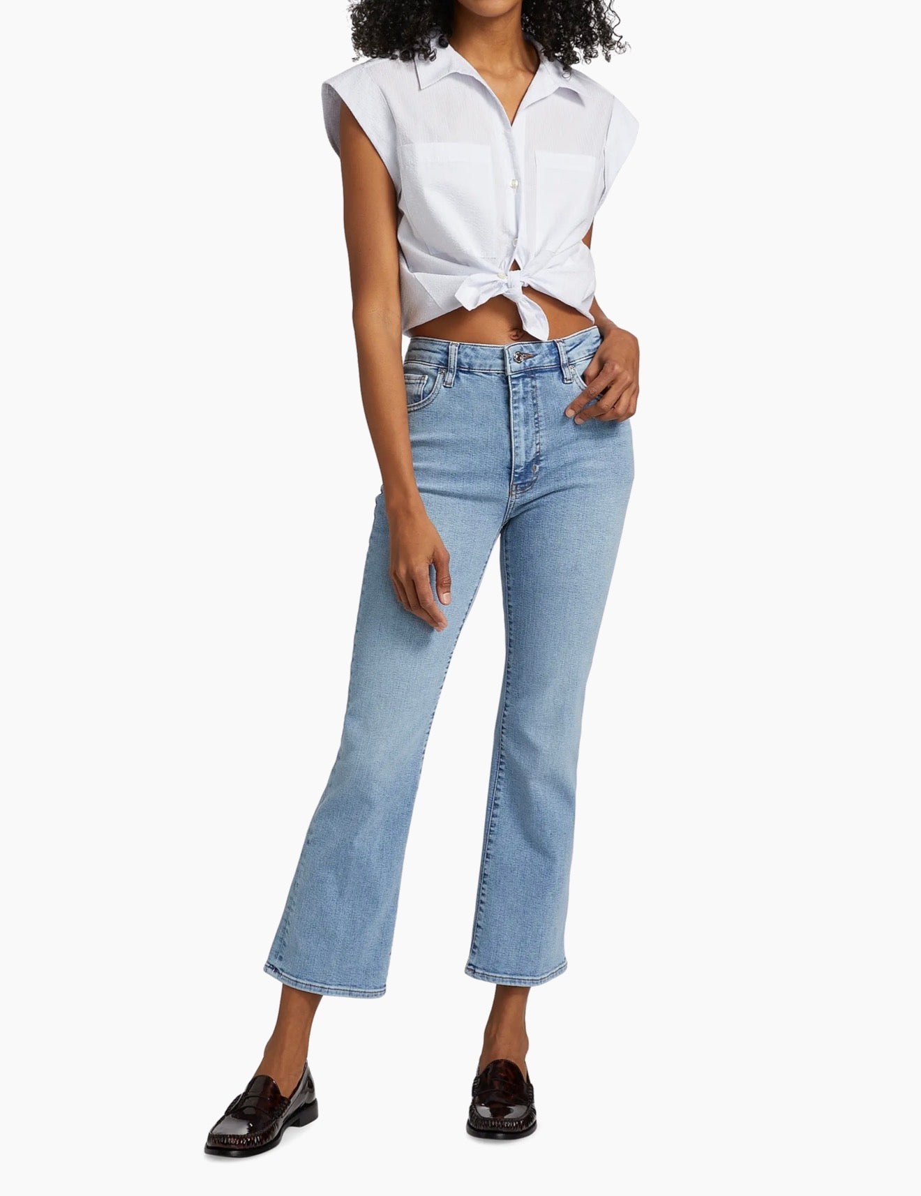 Frame The Seersucker Leisure Shirt - Light Chambray Multi