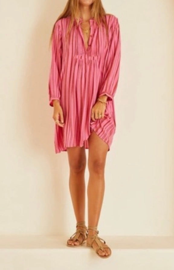 Natalie Martin Sammie Shirt Dress - Pink Stripe