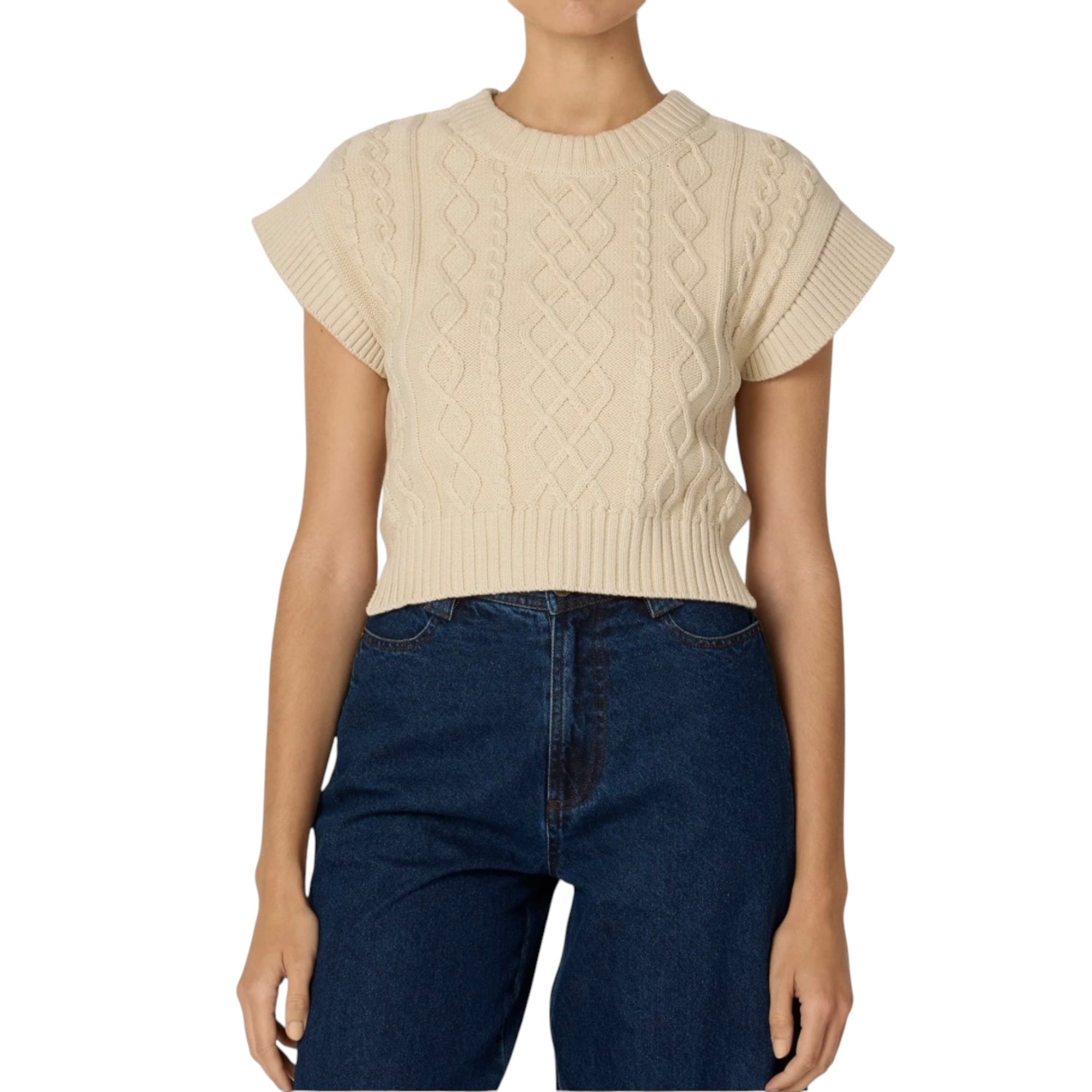 Cleobella Gigi Cropped Sweater Vest - Cream