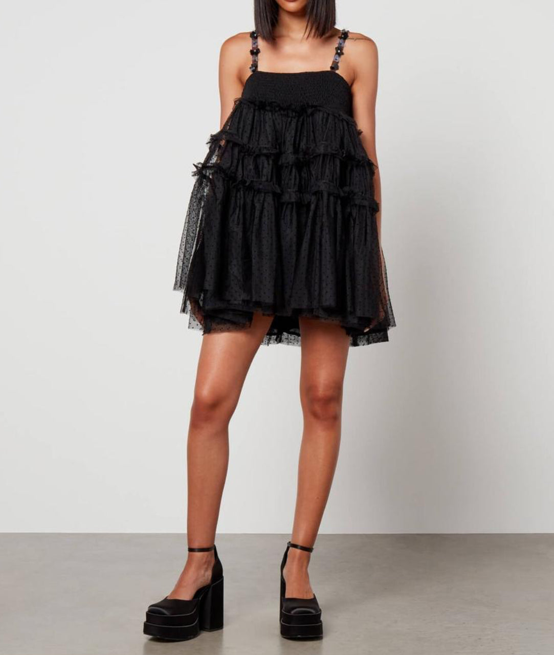 Sister Jane Sofie Spot Tulle Mini Dress - Black