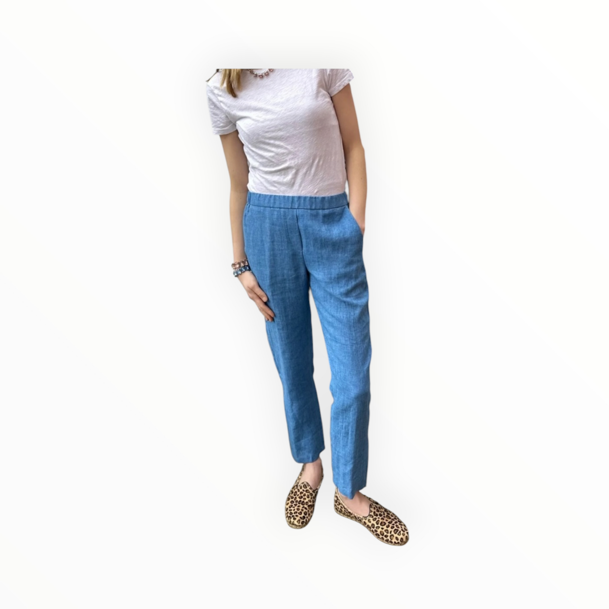 Diega Pacifico Linen Straight Trousers - Sky Blue
