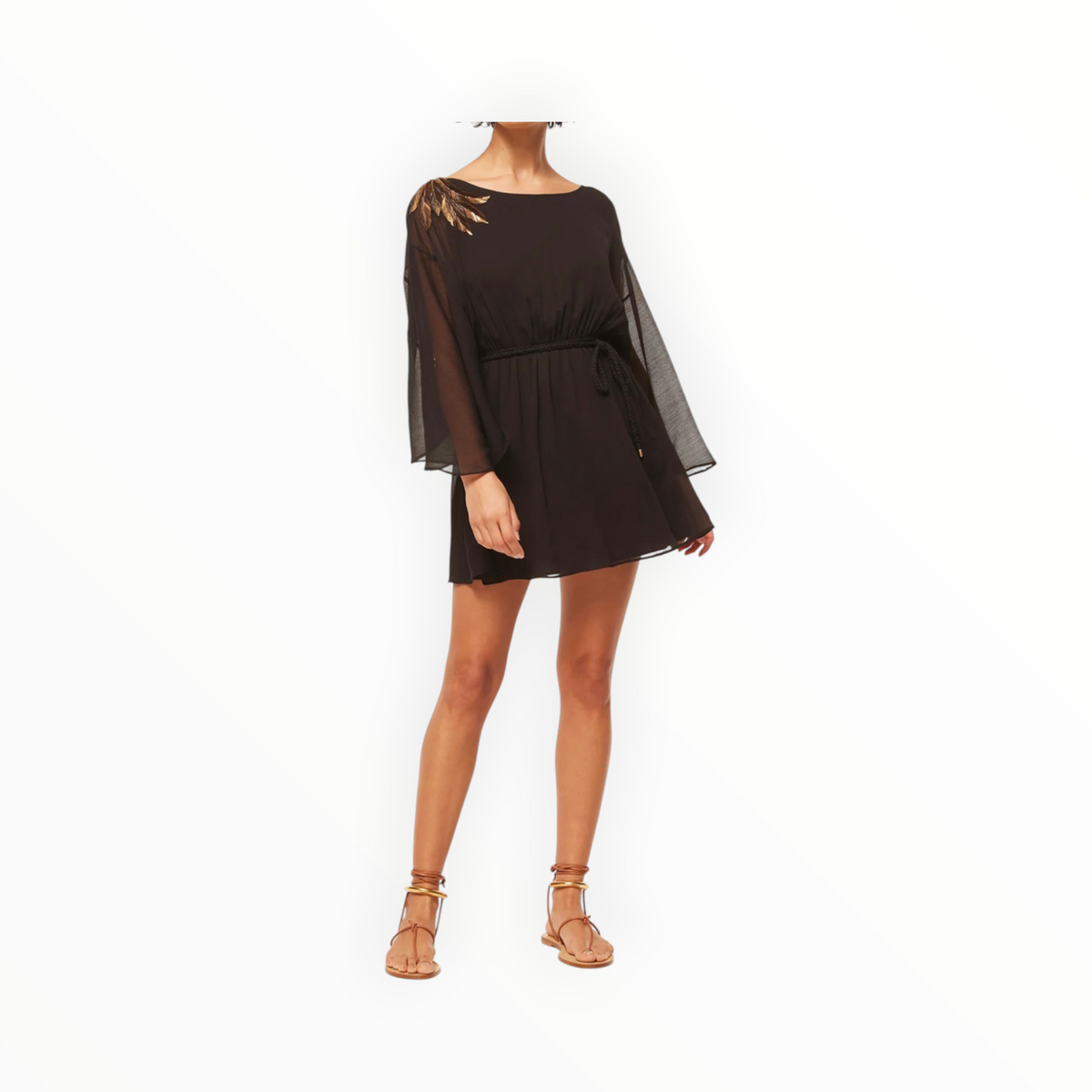 MISA Katana Dress - Black Palm D'Or