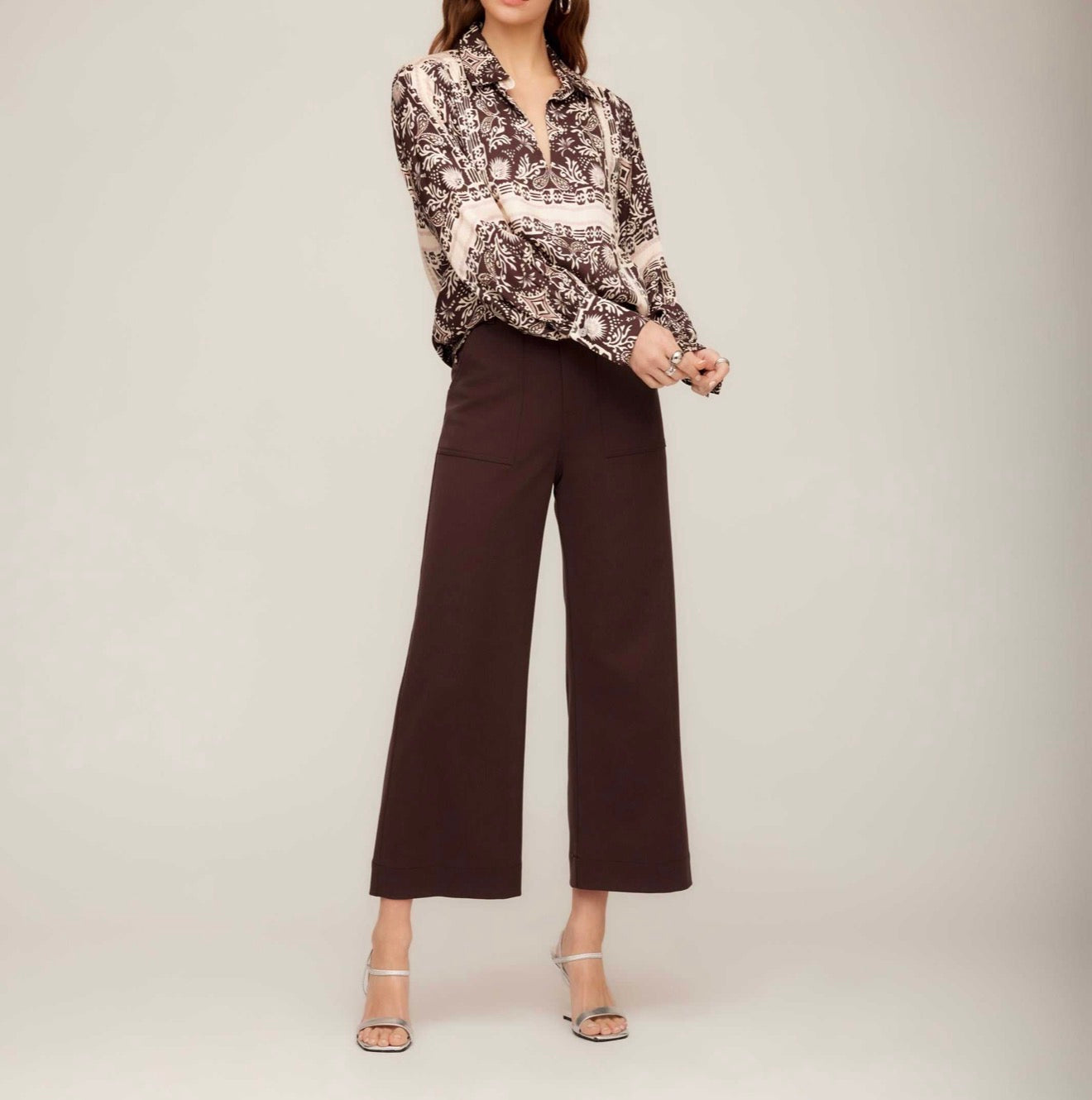 Fifteen Twenty Tess Half Placket Shirt - Earthy Block Print