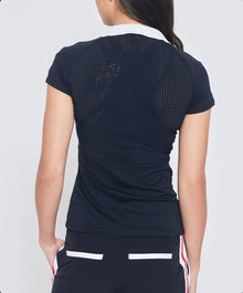 L'Etoile Sport Mesh Zip Performance Polo - Navy