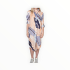 Emily Phillips Peach/Blue Leaf Linen Girlfriend Midi Dress