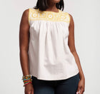 Frances Valentine Jess Floral Embroidery Top - White/Yellow