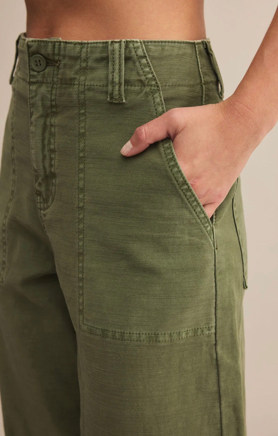Z Supply Olive Twill Pants - Hunter Green