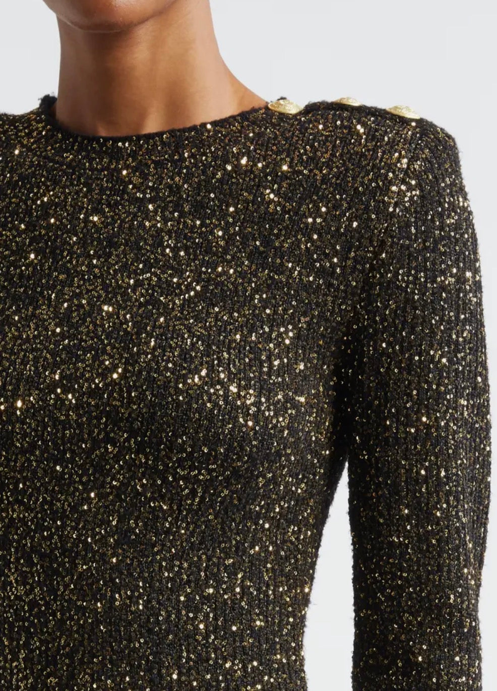 L'Agence Cherry Sequin Mini Dress - Black/Gold