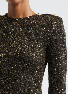 L'Agence Cherry Sequin Mini Dress - Black/Gold