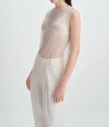 Rue Sophie Ananya Sequinced Mesh Top - Crème