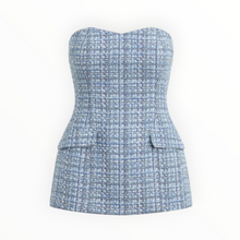 Favorite Daughter The Brooke Bustier - Sky Blue Tweed