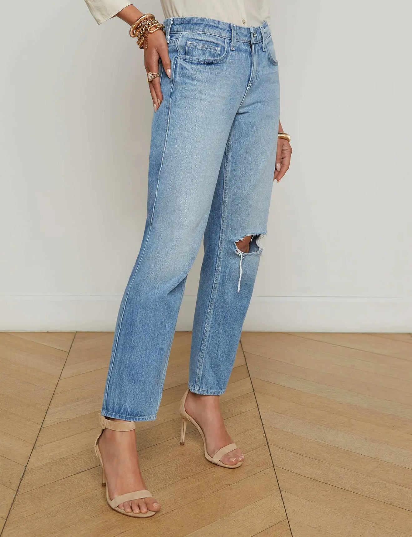 L’Agence Nevia Slouchy Straight-Leg Jean - Zion Destruct