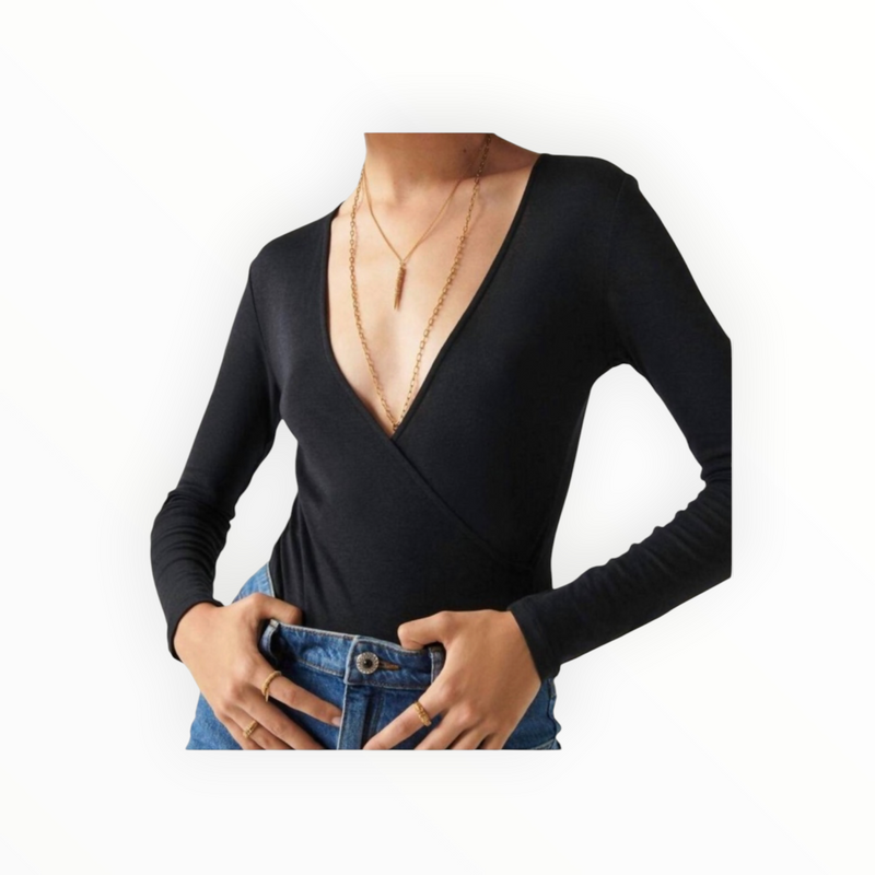 ba&sh Celia Faux Wrap Bodysuit - Black