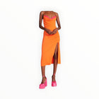 Steve Madden Mica Square Neck Dress - Bright Orange