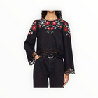 Sea New York Rosaline Embroidery Long Sleeve Top - Black