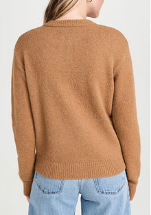 Frame Leather Placket Henley - Camel