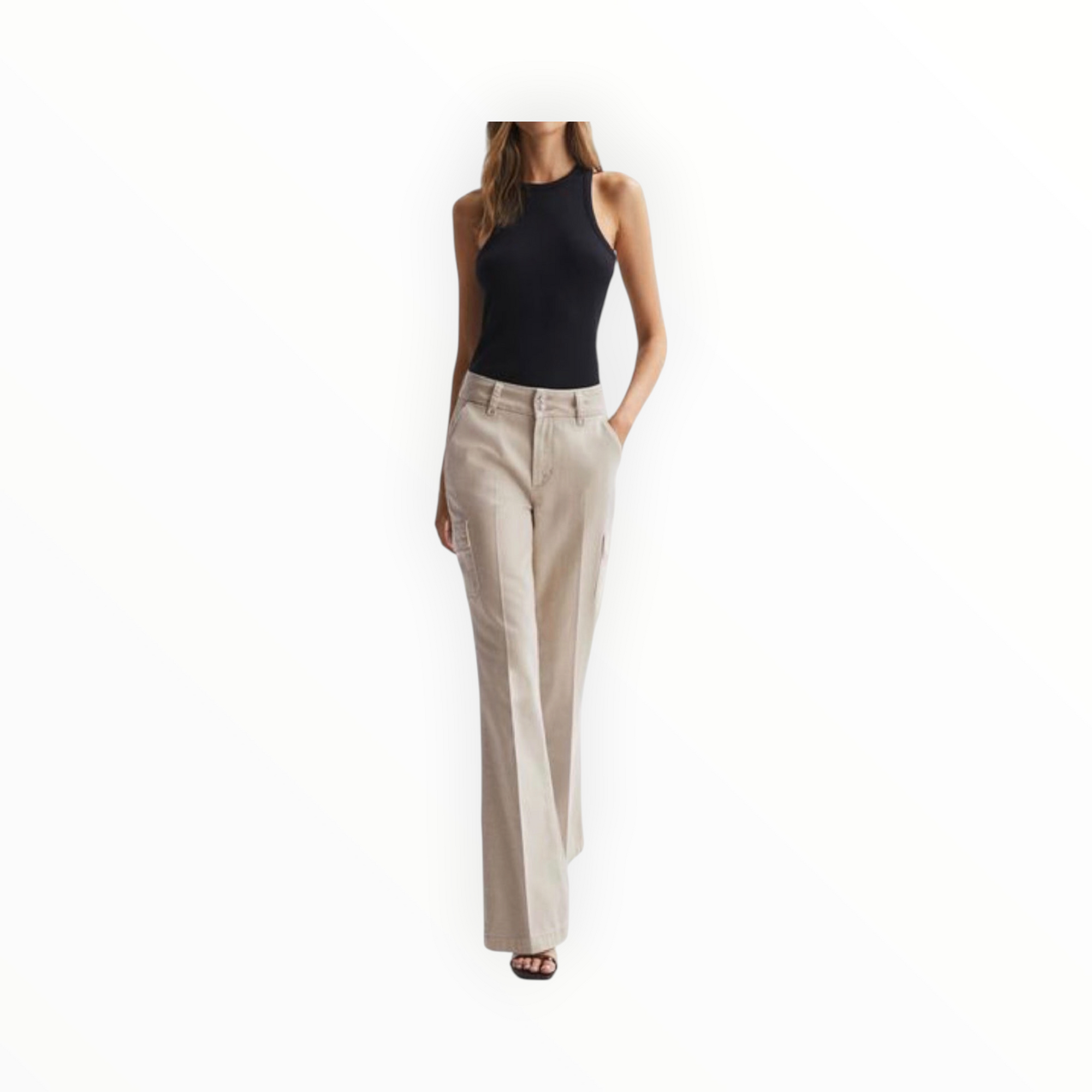 Paige Dion Flare Leg Utility Jeans - Vintage Warm Sand