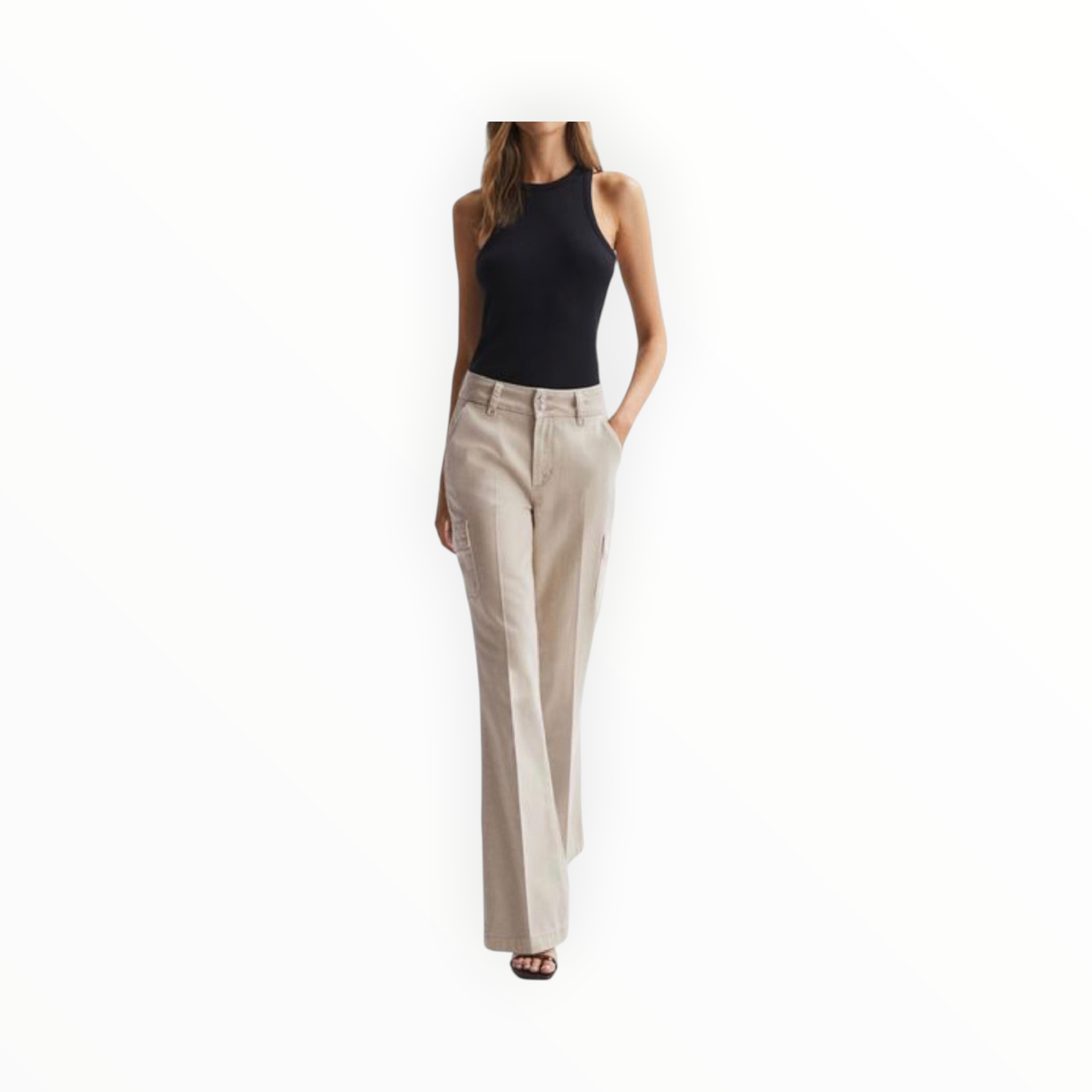 Paige Dion Flare Leg Utility Jeans - Vintage Warm Sand