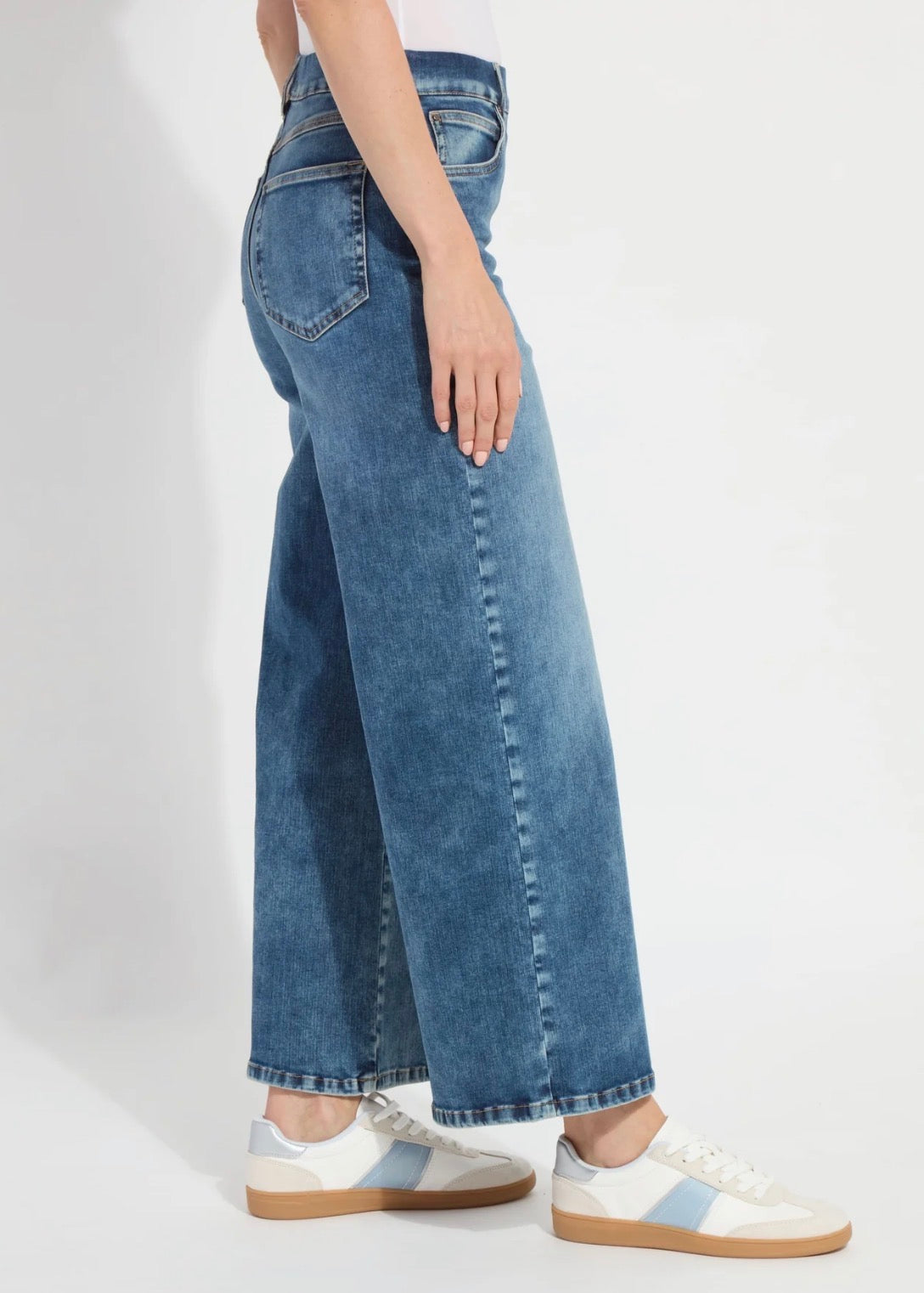 Lyssé Sylvia Wide Leg Premium Denim - Hi-Low Mid Wash (28" Inseam)