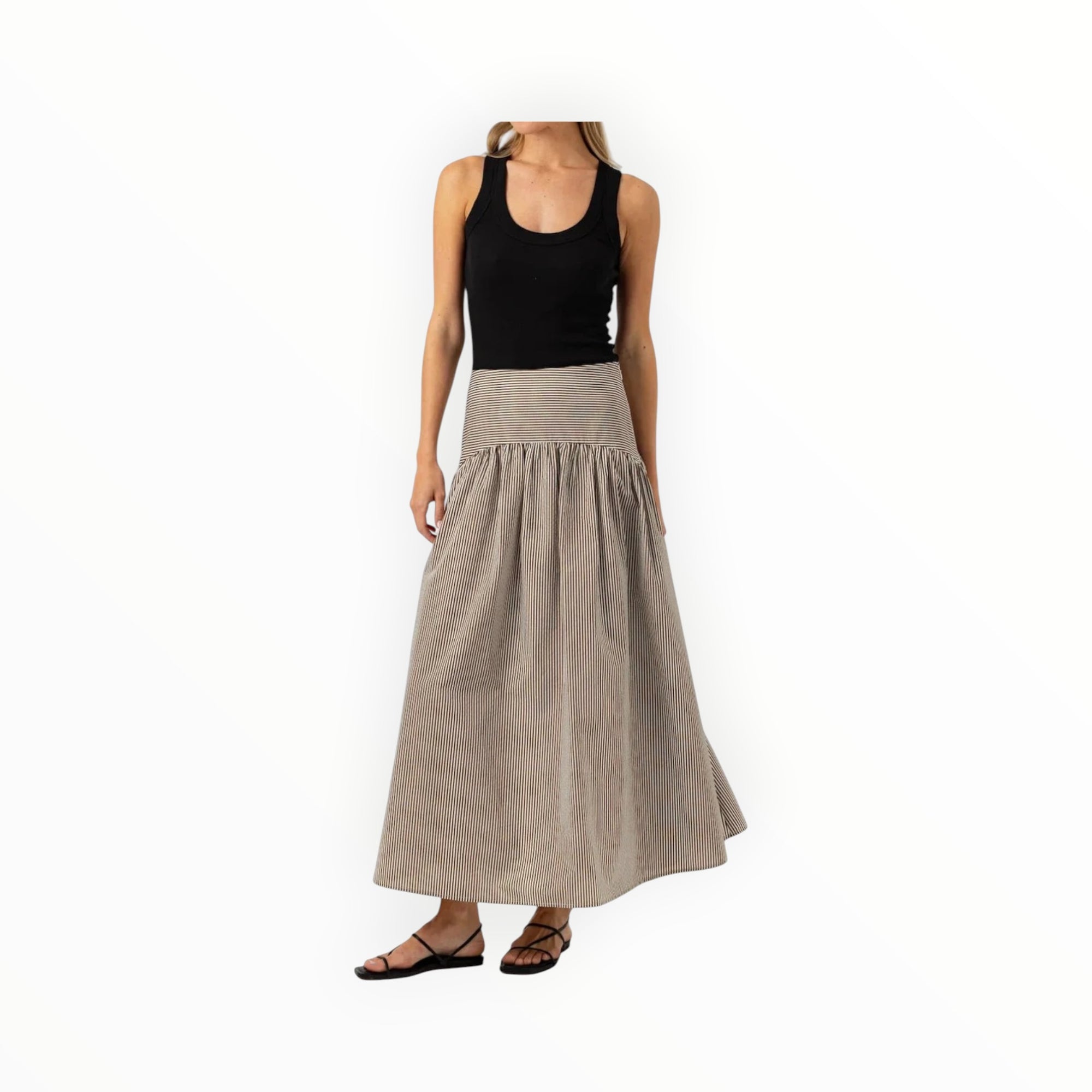 sundays Celeste Skirt-Umber Lurex Stripe