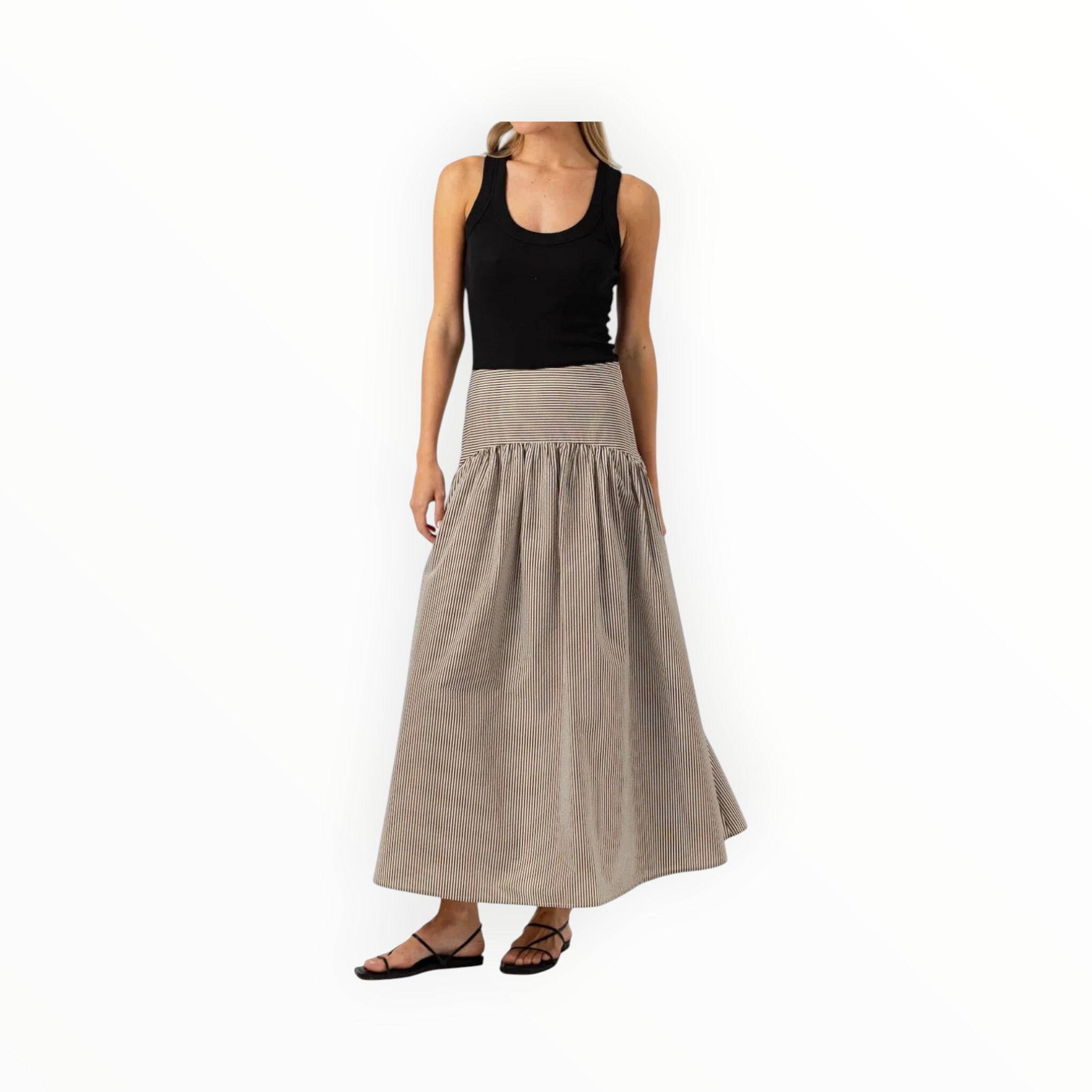 sundays Celeste Skirt-Umber Lurex Stripe
