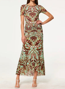 MISA Ollie Skirt - Brown Vintage Botanical Mesh