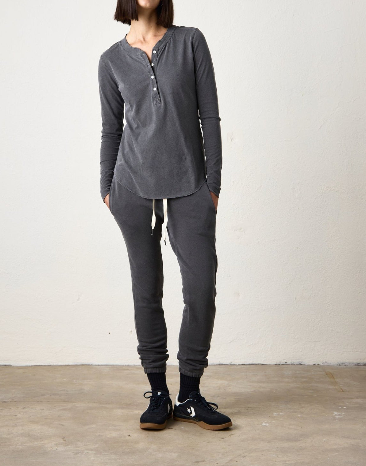 NSF Hal Fine Jersey Henley - Fume