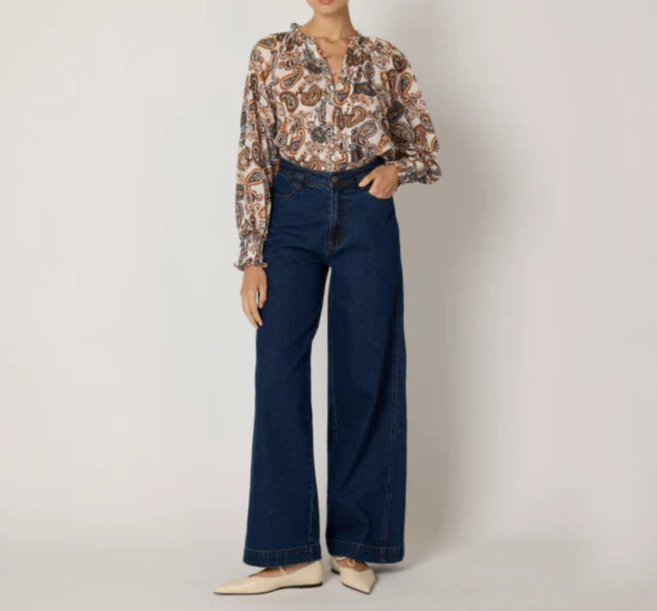 Cleobella Ivy Blouse - Paisley Nutmeg Ivory