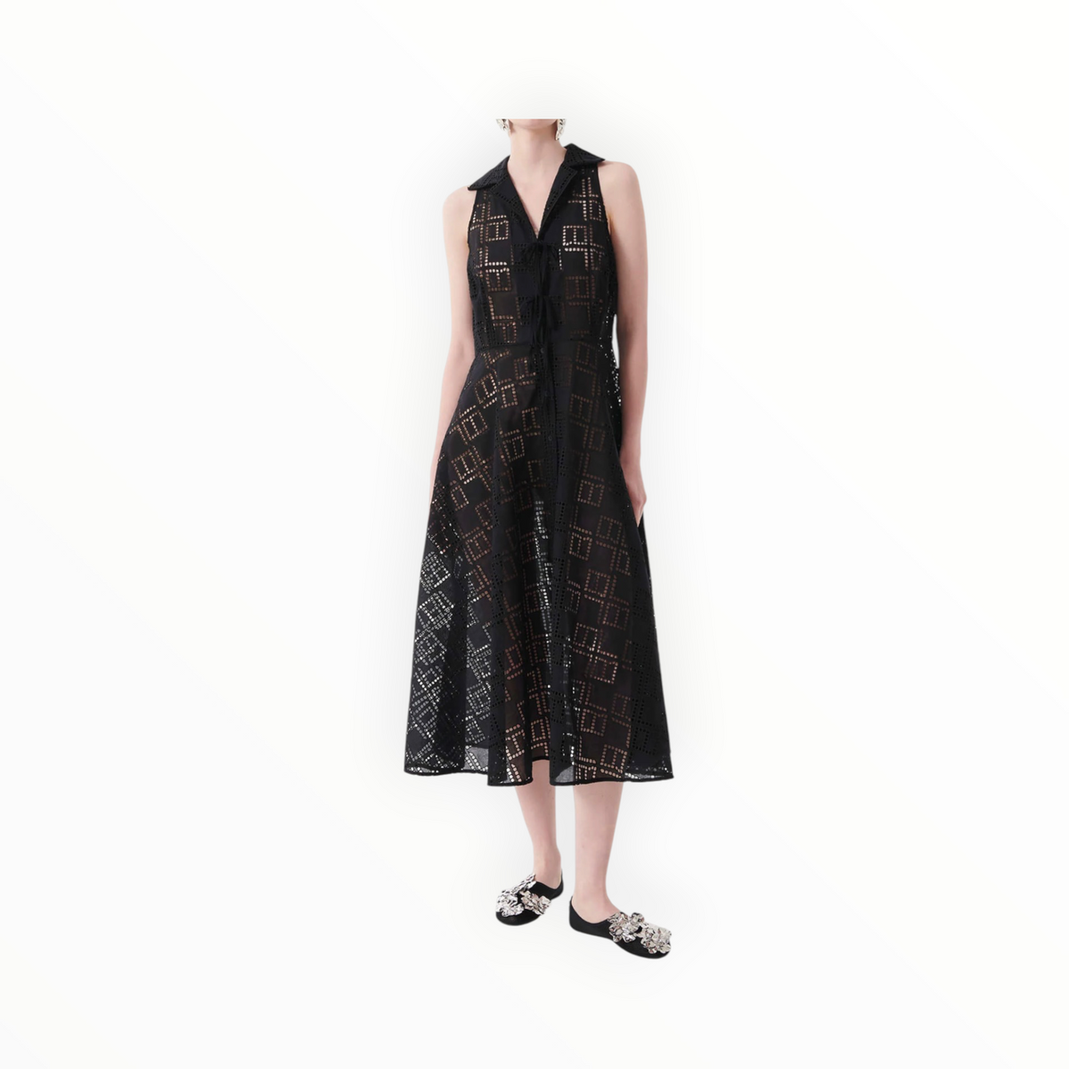 Beatrice .b Broderie Anglaise "Monogram" Chemisier Dress - Black