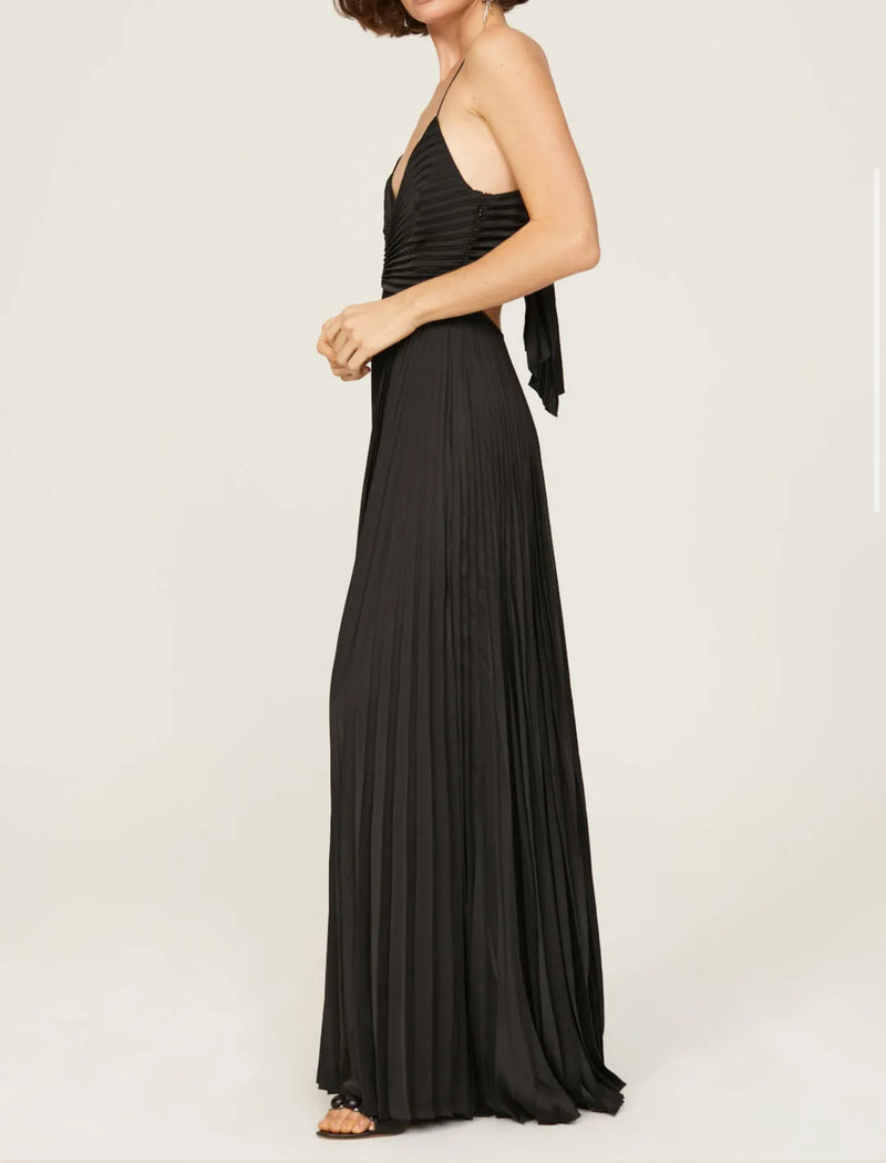 A.L.C. Aries Satin Pleated Dress - Black