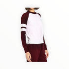 Minnie Rose Cashmere Frayed Crew With Arm Stripe