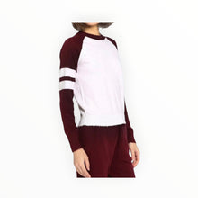 Minnie Rose Cashmere Frayed Crew With Arm Stripe