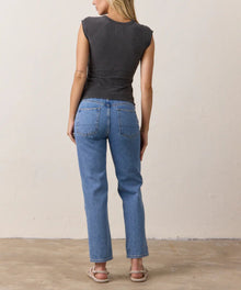 NSF Chloe Fitted Slub Jersey Muscle Tee - Faded Black