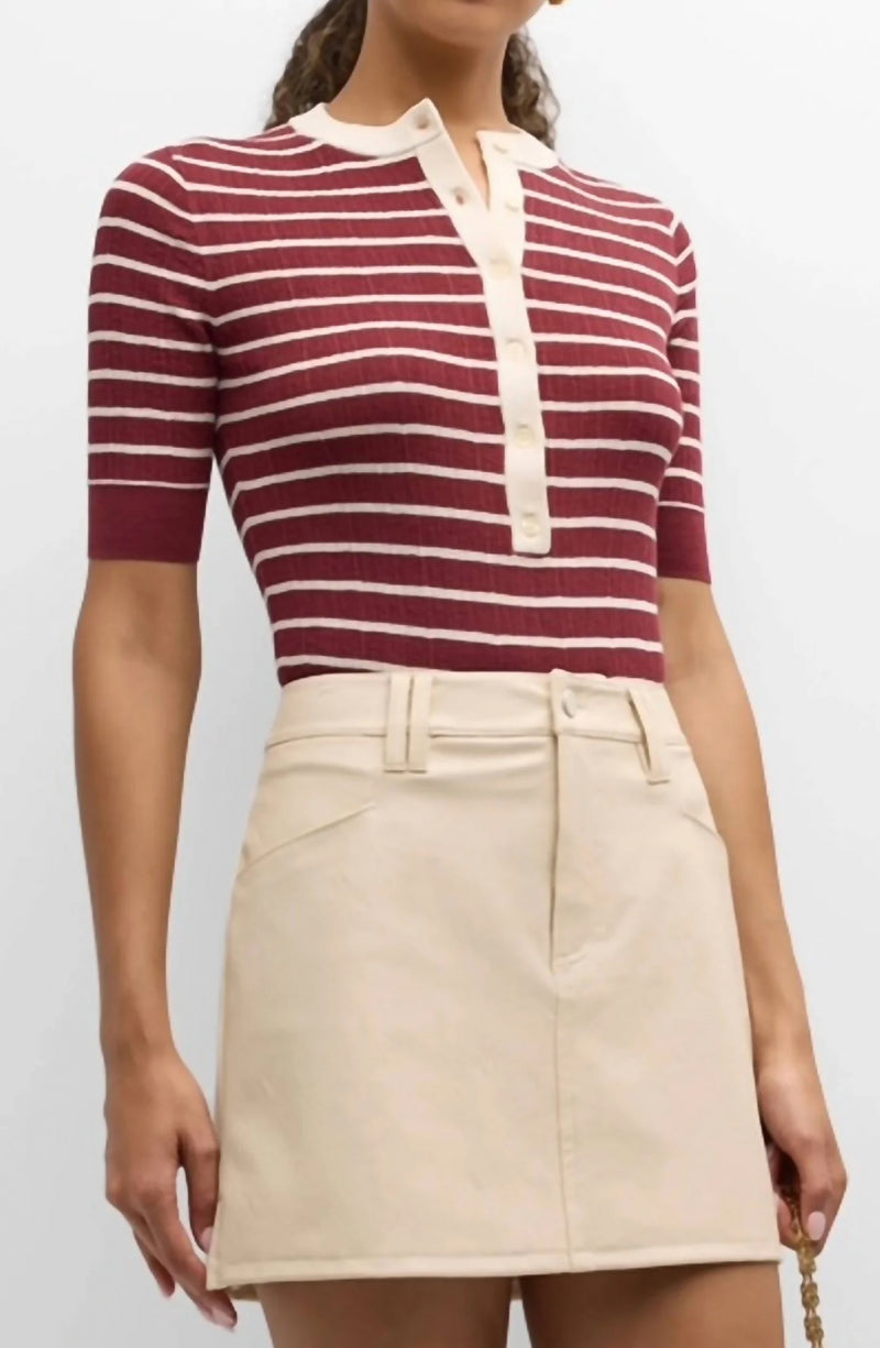 A.L.C. Fisher Top - White/Syrah Stripe