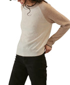 27 Miles Malibu Proctor Cashmere Baseball Pullover - Coconut/Oatmeal/Espresso
