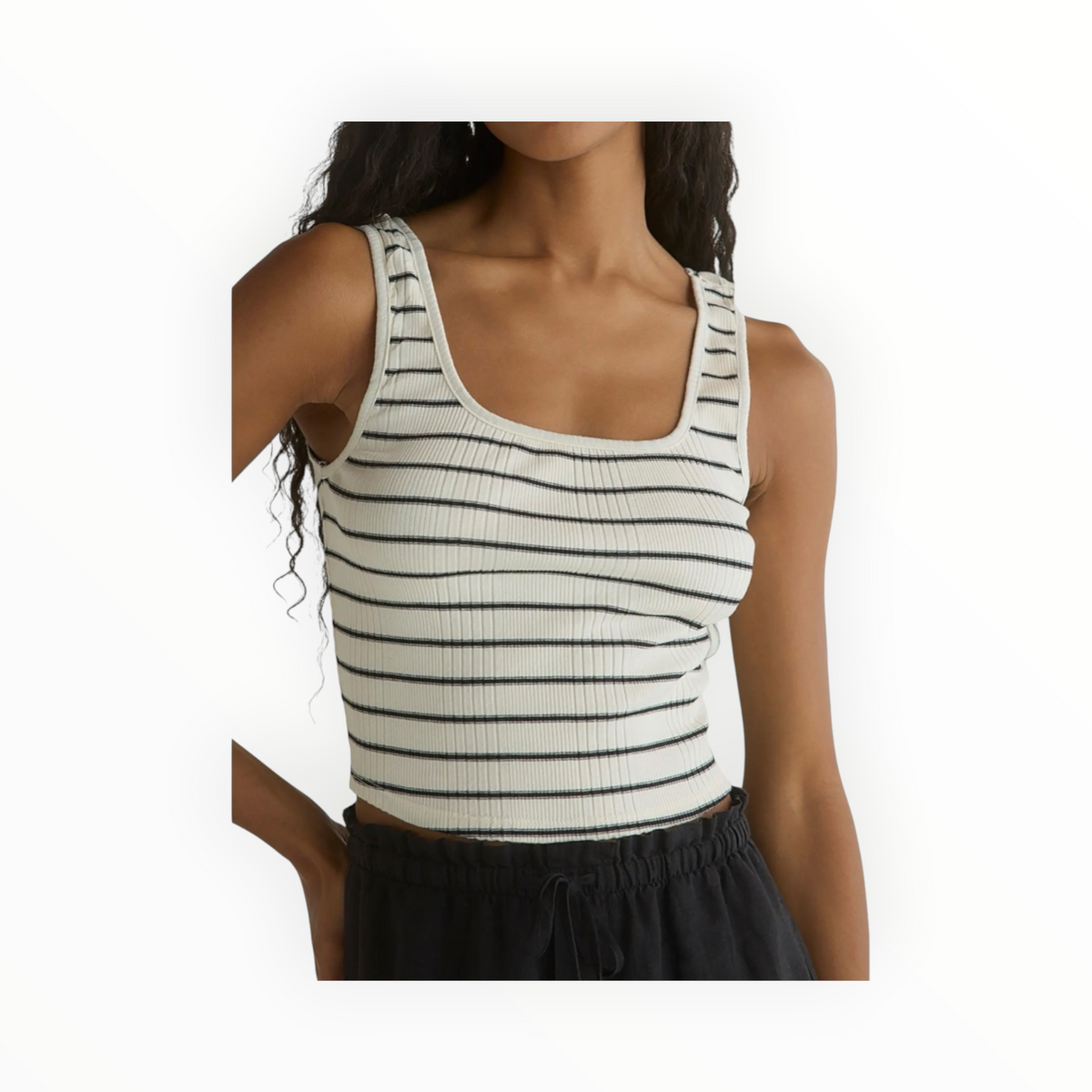 Bella Dahl Square Neck Rib Tank - Cannes Stripe
