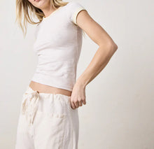 NSF Bodhi Slub Jersey Ringer Baby Tee - Ivory/Lemonade