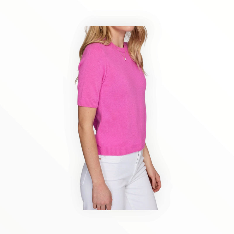 Autumn Cashmere S/S Cropped Crew - Petunia